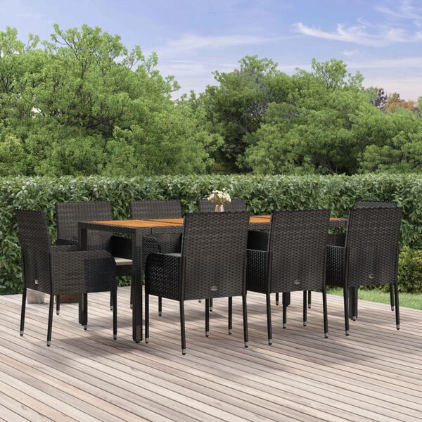vidaXL Garden Dining Set Black, Cream White