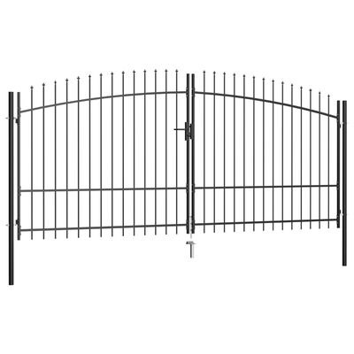 vidaXL Double Door Fence Gate with Spear Top 157.5"x88.6"