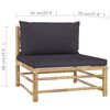 vidaXL Outdoor Lounge Set Dark Grey Bamboo, 100% Polyester Medium