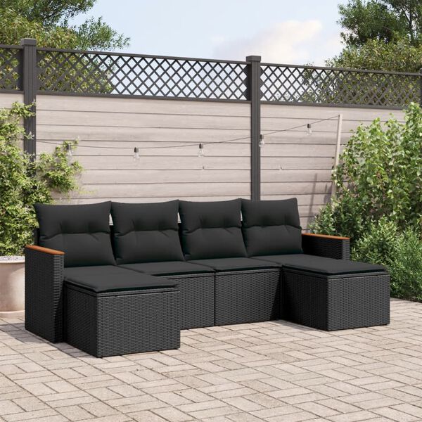 vidaXL Garden Sofa Set Black
