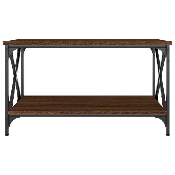 vidaXL Coffee Table Brown Oak Engineered Wood, Powder-Coated Iron