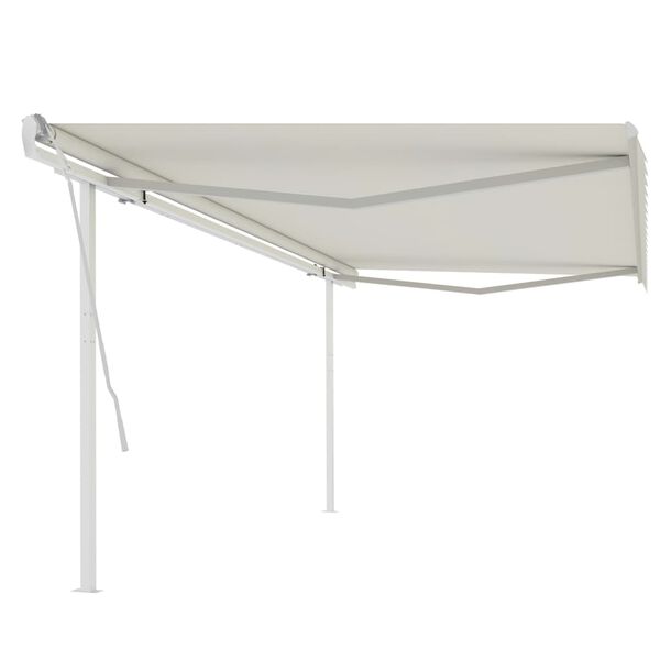 vidaXL Manual Retractable Awning with Posts 16.4x9.8' Cream (313193+313169+315094)
