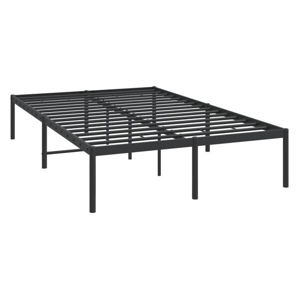 vidaXL Bed Frame Black Powder-Coated Steel 47.2x79 in Double Bed