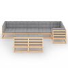 vidaXL Garden Lounge Set Natural wood, Grey cushions