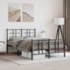 vidaXL Bed Frame Black Powder-coated Steel Small Double Bed Frame