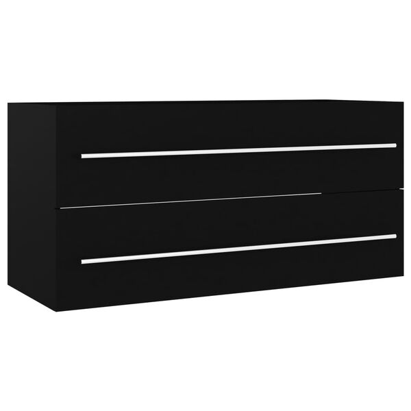 vidaXL Sink Cabinet With Basin Black, White Engineered wood, Ceramic