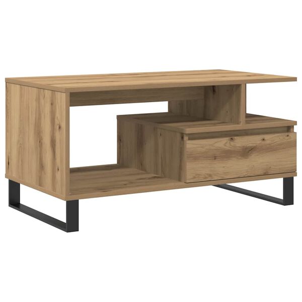 vidaXL Coffee Table Artisan Oak Engineered Wood, Metal Legs Regular