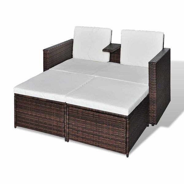 vidaXL Garden Furniture Set Brown Poly Rattan, Steel, Polyester