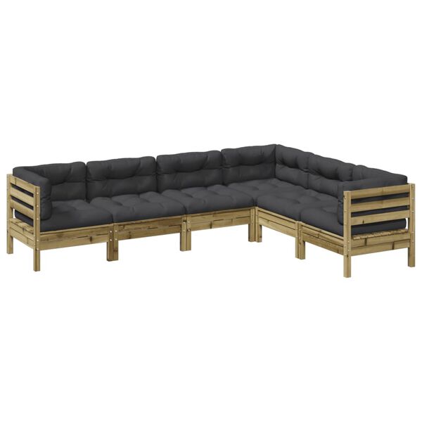 vidaXL Garden Sofa Set Anthracite Solid pinewood with treated finish Large