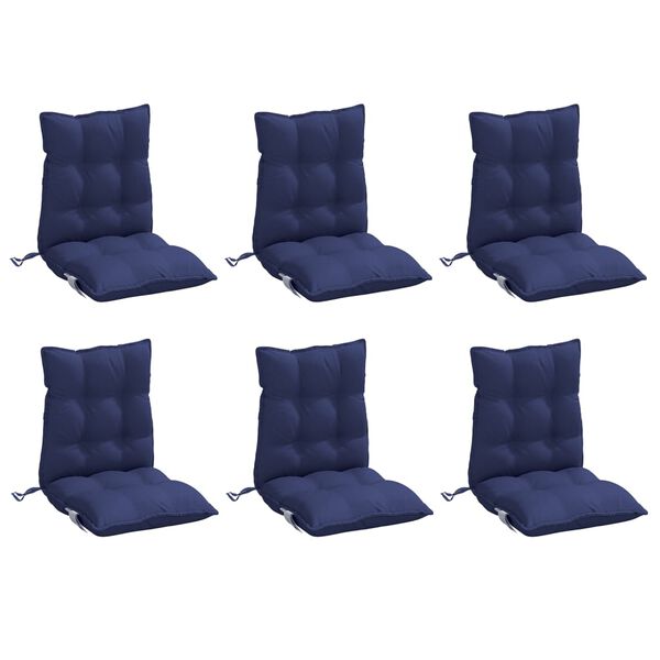 vidaXL Lowback Chair Cushion Set of 6 Navy Blue