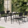 vidaXL Garden Dining Table Black Powder-coated steel, Tempered glass Large