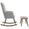 vidaXL Rocking Chair With Stool Light Gray Velvet Medium Rocking Chair