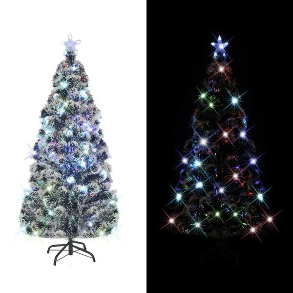 vidaXL Artificial Christmas Tree Green Fiberglass, Steel Large Lights