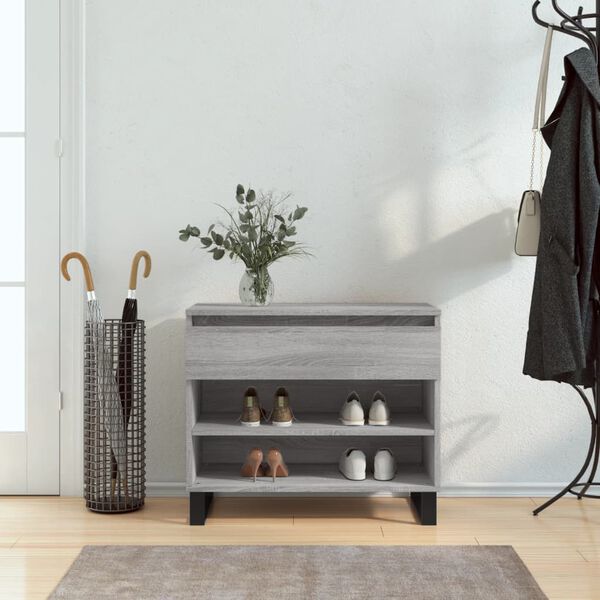 vidaXL Shoe Cabinet Grey Sonoma Engineered Wood Medium Shoe Cabinet