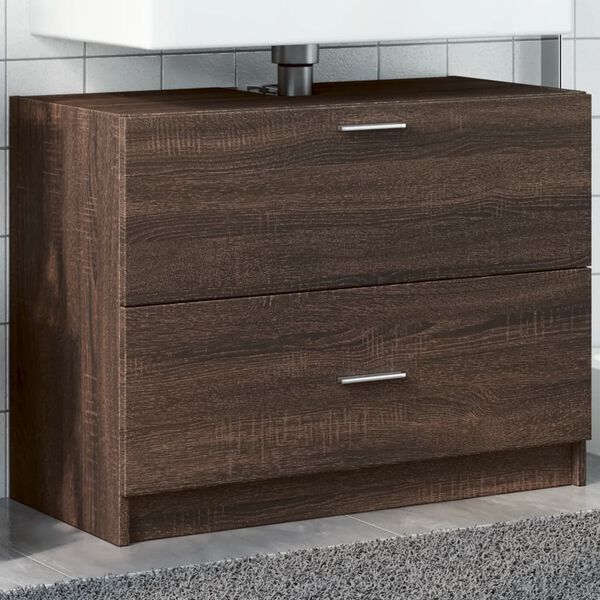 vidaXL Sink Cabinet Brown oak Engineered wood Standard Storage