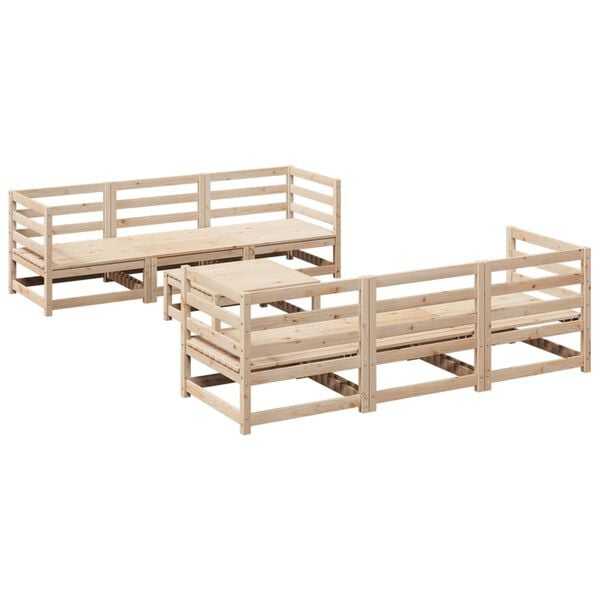 vidaXL Garden Sofa Set Natural wood Solid pine wood Large
