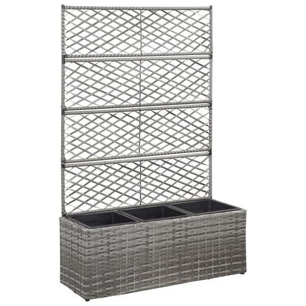 vidaXL Raised Bed Grey Poly Rattan, Plastic 32.7x11.8x51.2 in Planters