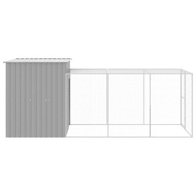 vidaXL Chicken Cage with Run Light Gray 65"x179.1"x71.3" Galvanized Steel