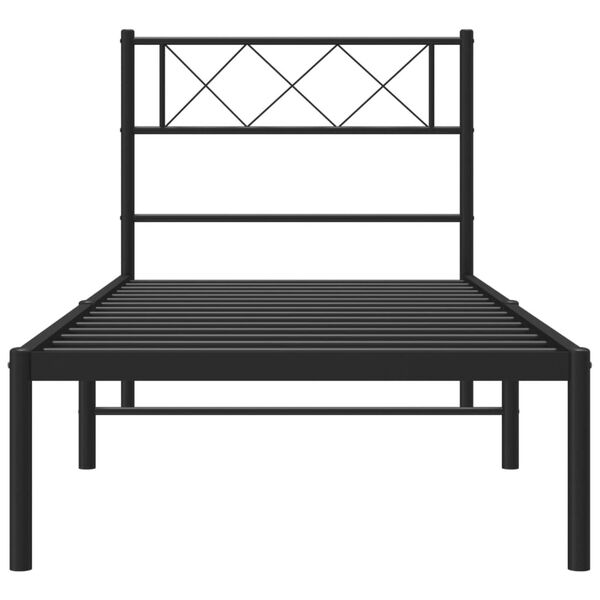 vidaXL Metal Bed Frame Black Steel Twin Modern Durable