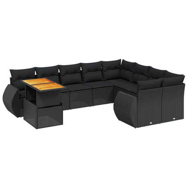 vidaXL Garden Sofa Set Black