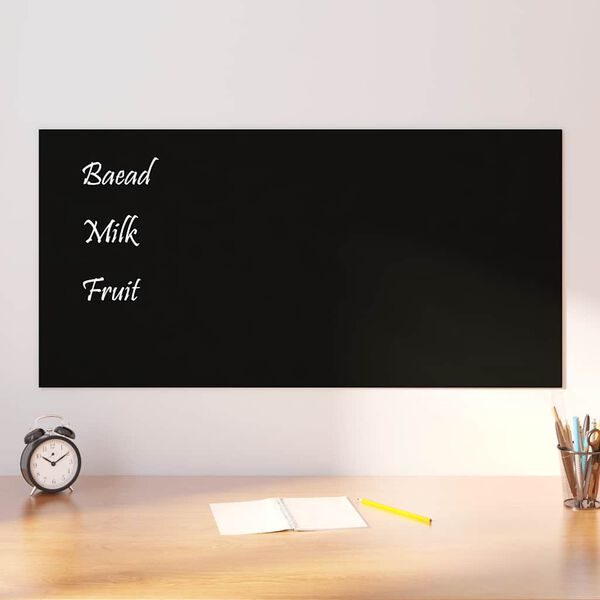 vidaXL Wall-mounted Magnetic Board Black 39.4"x19.7" Tempered Glass