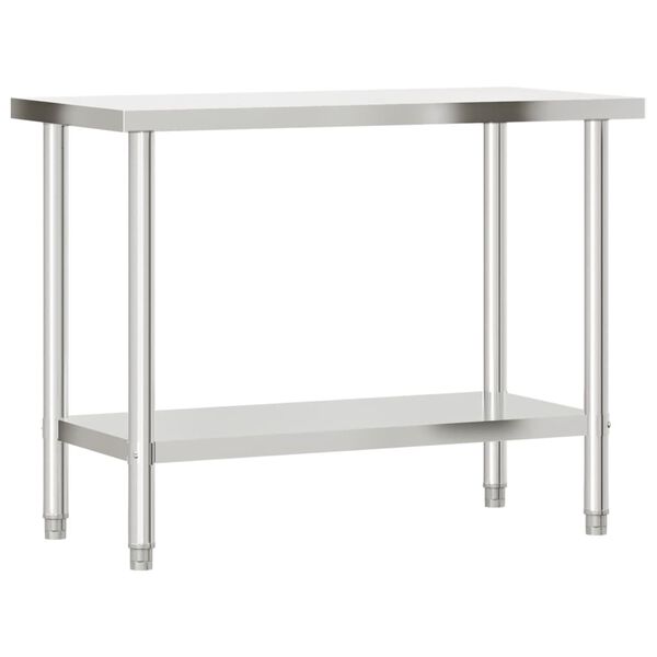 vidaXL Kitchen Work Table with Overshelf 43.3"x21.7"x59.1" Stainless Steel