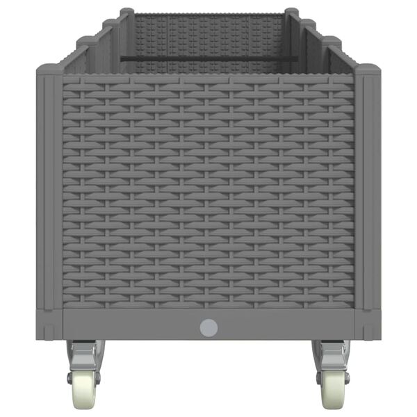 vidaXL Garden Planter with Wheels Light Gray 94.5"x19.7"x21.3" PP