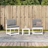vidaXL Garden Lounge Set Set of 3 White Solid Pine Wood Medium Modular