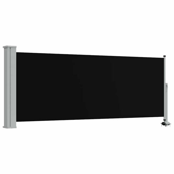 vidaXL Side Awning Black Screen + Grey Stand Polyester, Powder-Coated Iron