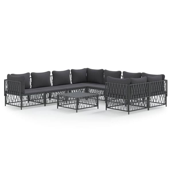 vidaXL Garden Lounge Set Anthracite Woven fabric 9 Piece Modular