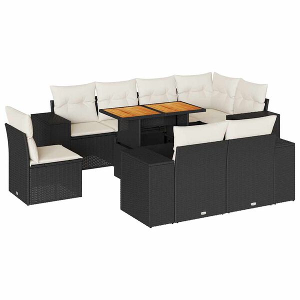 vidaXL Garden Sofa Set Black PE rattan Large Modular Garden Sofa Set
