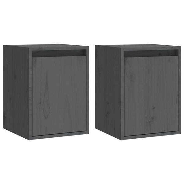 vidaXL Wall Cabinet Set of 2 Grey Solid Pine Wood Standard