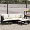 vidaXL Garden Sofa Set Black, Cream White PE Rattan, Steel Standard