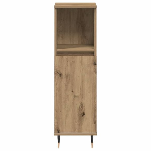 vidaXL Bathroom Cabinet Artisan Oak Engineered Wood, Iron Tall