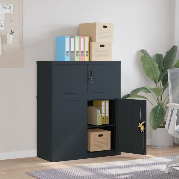 vidaXL File Cabinet Anthracite 35.4x15.7x43.3" Steel