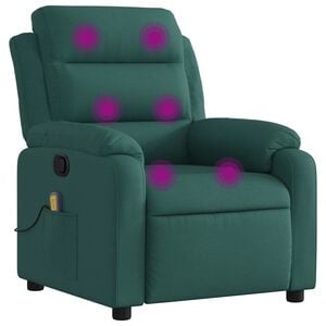 vidaXL Massage Recliner Chair Dark Green 100% Polyester, Metal, Plywood