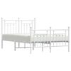vidaXL Bed Frame White Powder-Coated Steel Small Double Bed Frame