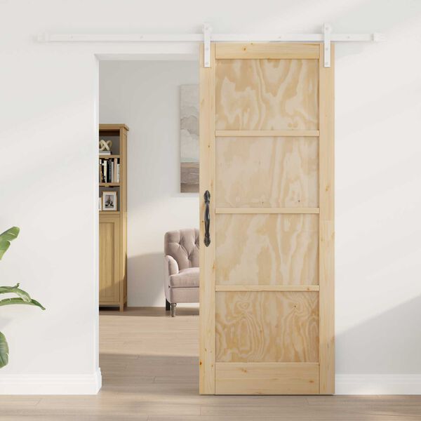 vidaXL Sliding Door Brown 30.71 x 79.53 in Solid Pine Wood