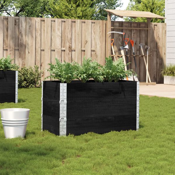 vidaXL Garden Planter Black Solid pine wood, Galvanized metal