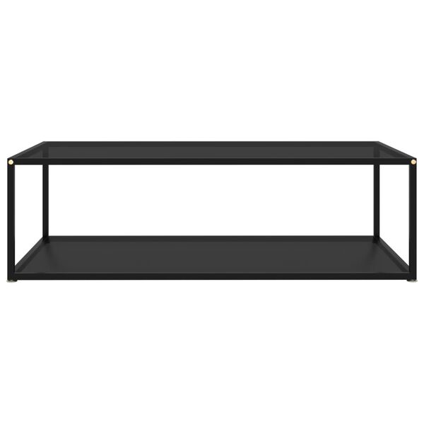 vidaXL Black Coffee Table Tempered Glass, Powder-Coated Steel Standard