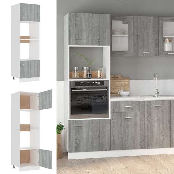 vidaXL Microwave Cabinet Gray Sonoma Engineered Wood Large