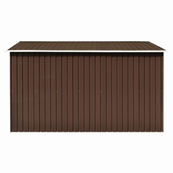 vidaXL Garden Shed Brown Galvanized Steel Large Sturdy Garden Shed