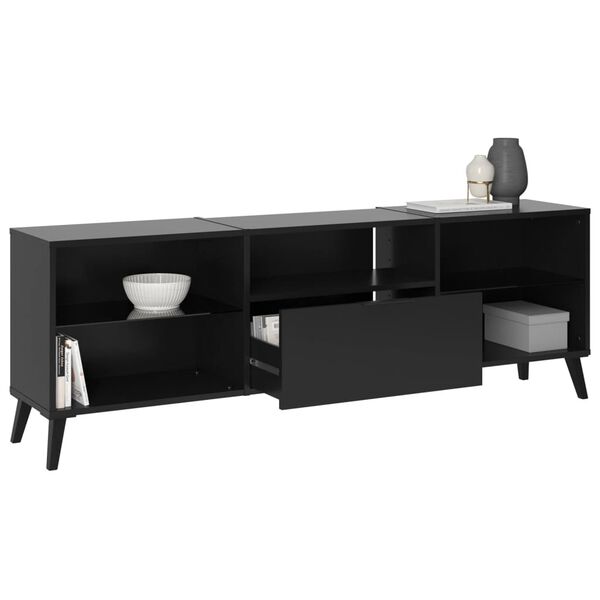 FMD TV Cabinet Black Melamine-coated particle board Medium TV Cabinet