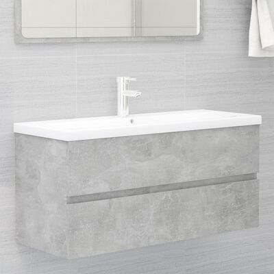 vidaXL Bathroom Furniture Set Concrete Gray Chipboard