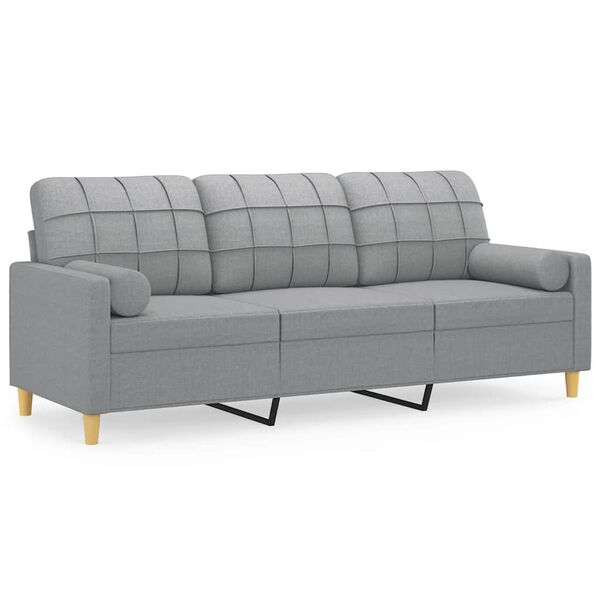vidaXL 3-seater Sofa Light grey Polyester, Metal, Foam, Textilene 3-Seater