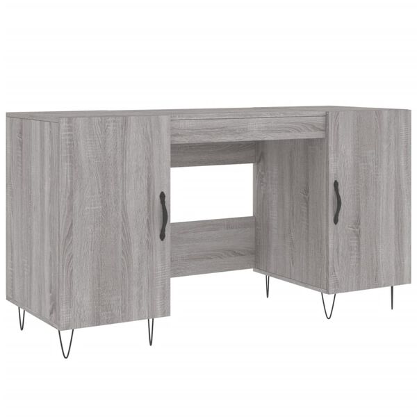 vidaXL Desk Grey Sonoma Engineered wood, iron, aluminum alloy