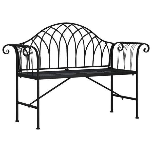 vidaXL Garden Bench Black Steel Standard Durable Garden Bench
