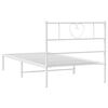 vidaXL Bed Frame White Powder-Coated Steel Single Bed Bed Frame