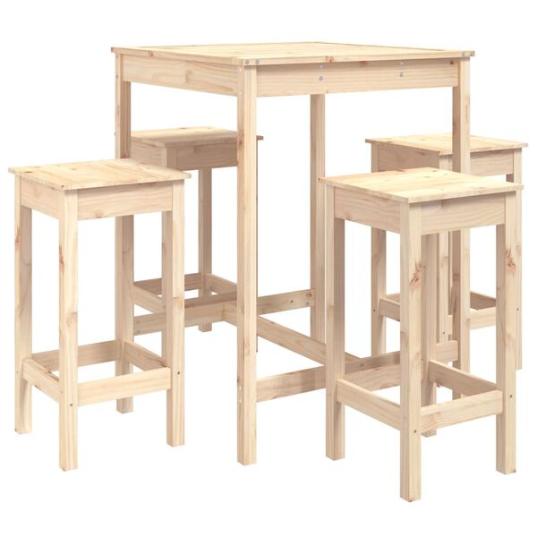 vidaXL Garden Bar Set Natural wood Solid pine wood Medium Minimalistic