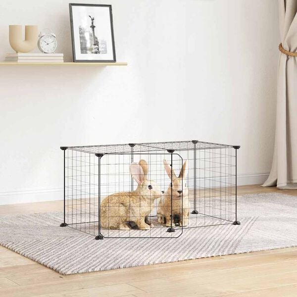 vidaXL Pet Cage Black Powder-coated steel Small Collapsible Pet Cage